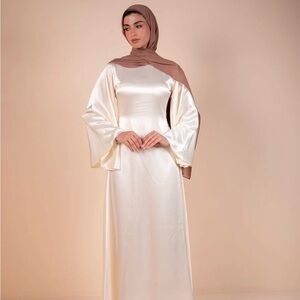 Elegant Cream Satin Dress